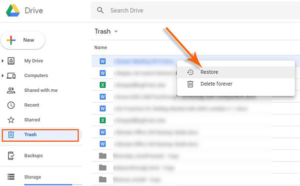 document recovery with google drive