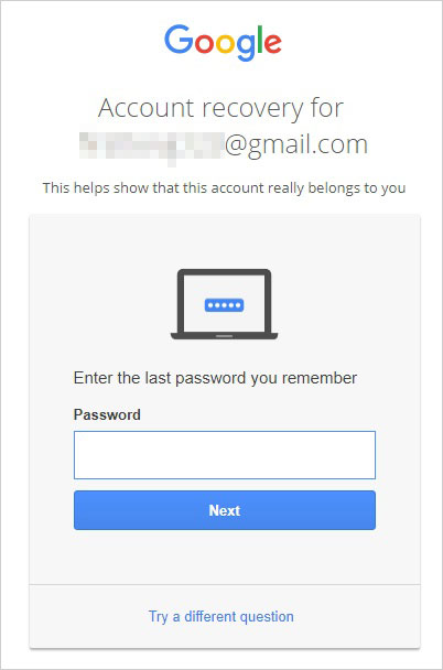 gmail password recovery