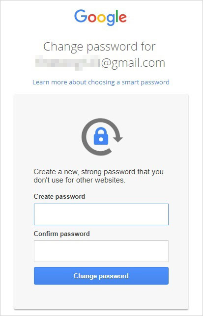 reset google account password