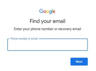 recover a deleted gmail account from google find email page
