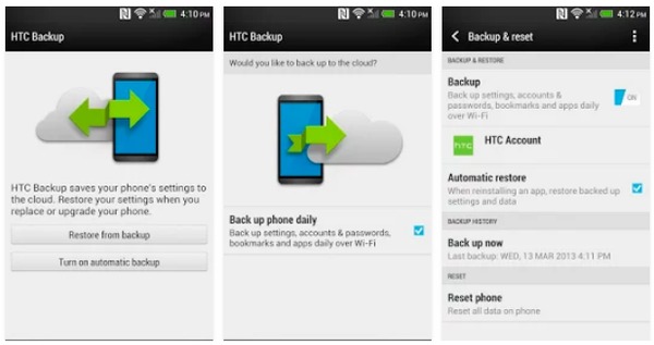 back up htc via htc backup