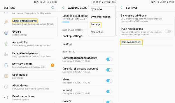 log in to samsung account to fox samsung cloud backup failed