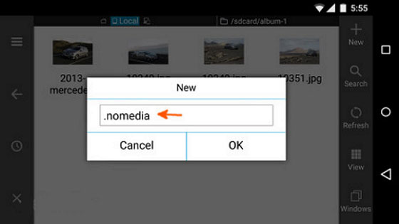 rename nomedia folder to fix android gallery not showing pictures