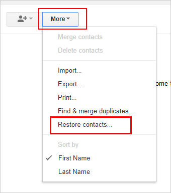 choose the contacts option from gmail