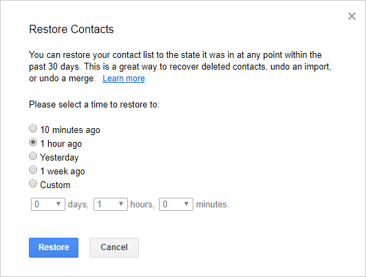 restore deleted contacts on lg with google