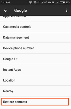 restore contacts on android after factory reset from google backup