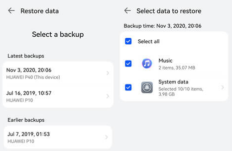 how to restore data from huawei cloud