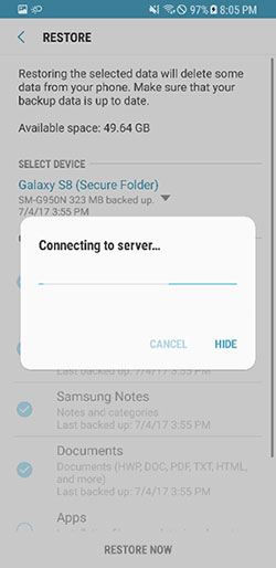 how to restore secure folder with samsung account