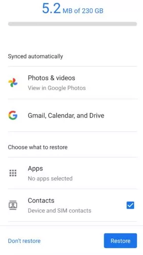 restore samsung backup to new phone with google one