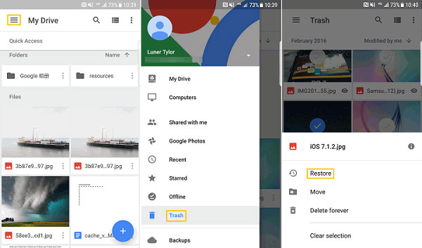 how to get back deleted videos on android via google drive