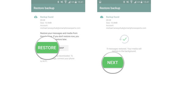 restore whatsapp chats from backup