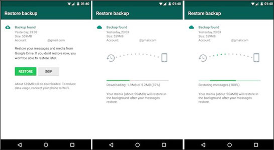 get back deleted whatsapp messages on android from google backup