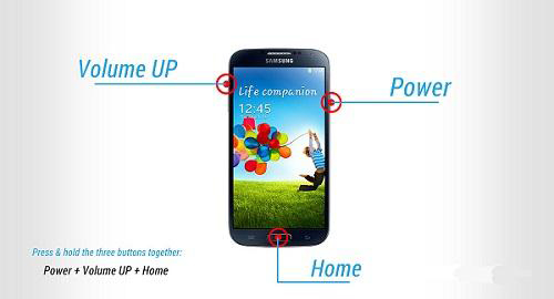 boot samsung into recovery mode with home power and volume keys