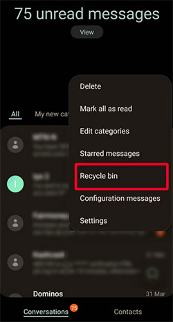 recover deleted sms on samsung from recycle bin