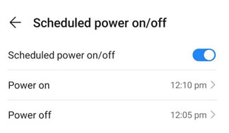 how to restart phone without power button using scheduled power on or off