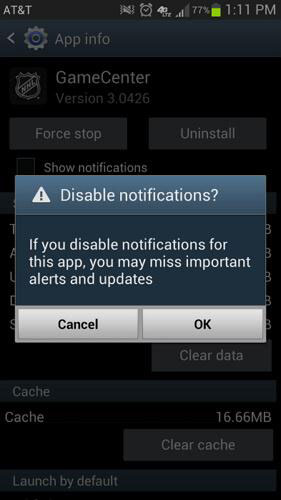 disable app notifications on android