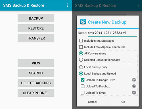 transfer text messages to new phone via sms backup and restore