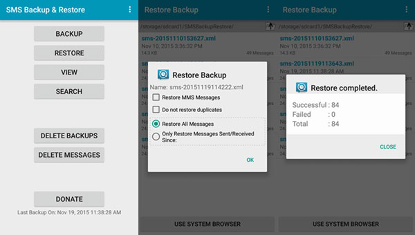 backup and restore sms