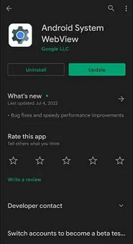 reinstall system webview updates