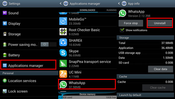 uninstall apps on android