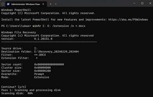 recover corrupted pictures from sd card via windows file recovery