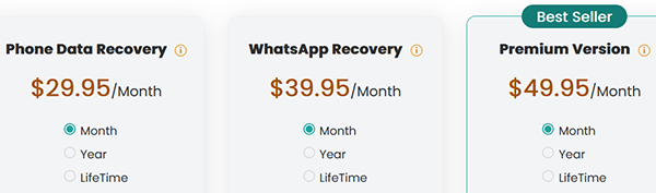 pricing of wootechy iseeker for android