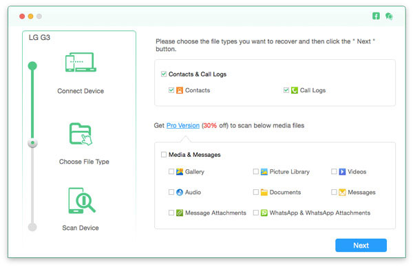 choose whatsapp data for scanning