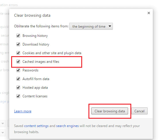 fix google drive not working by clearing browser cache