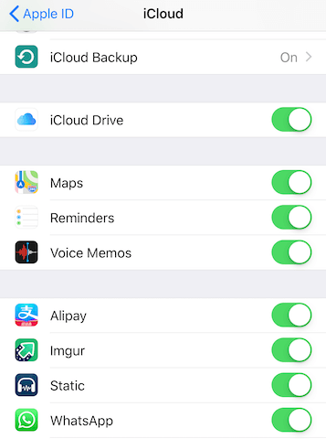 stop whatsapp backup by disabling whatsapp icloud sync