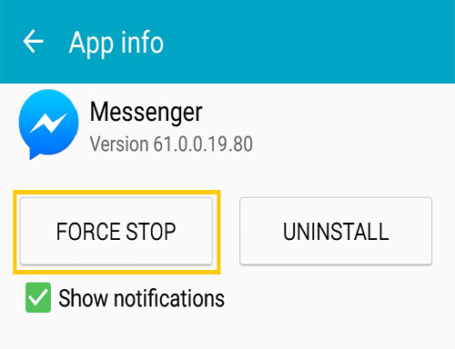 force stop facebook messenger