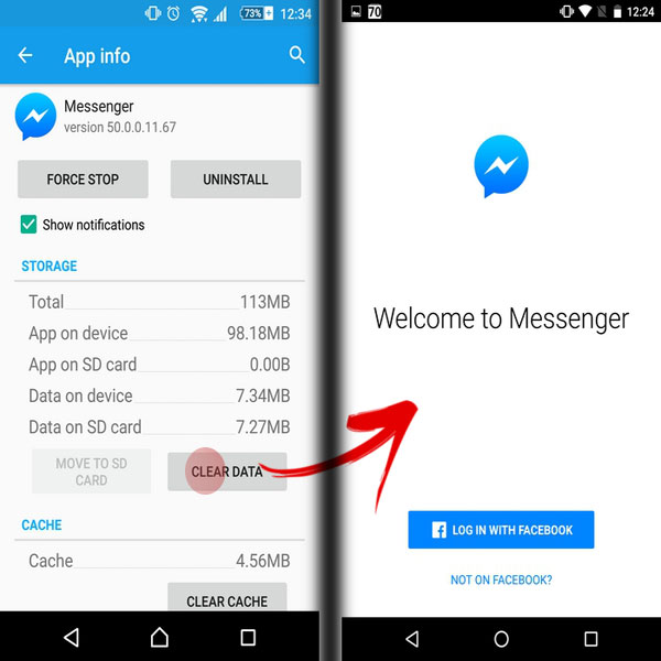 log out facebook messenger