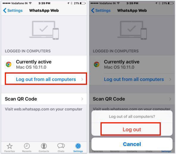 log out whatsapp web
