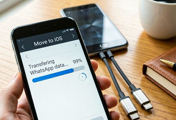 move to ios whatsapp stuck at 99 percent