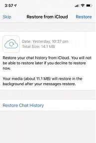 restore whatsapp from icloud