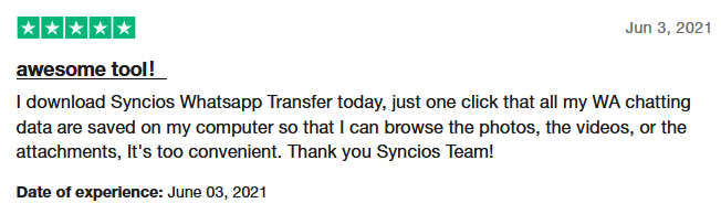 syncios whatsapp transfer positive user review