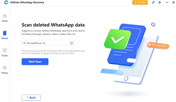 use tenorshare ultdata whatsapp recovery to start scan