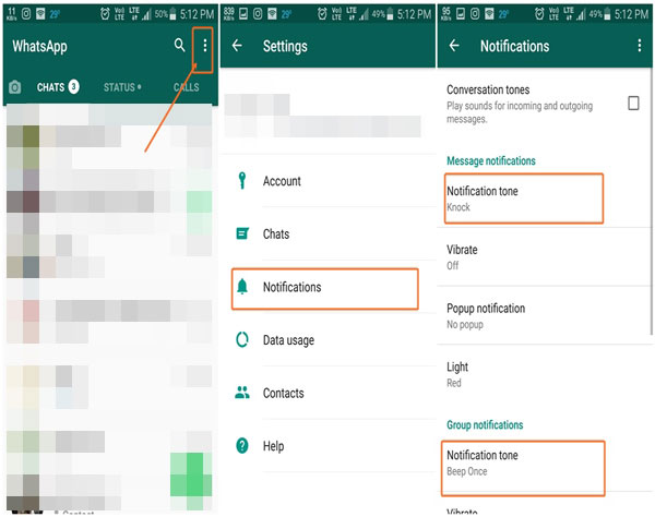 turn on notification in whatsapp settings