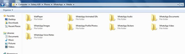 export whatsapp media with usb cable