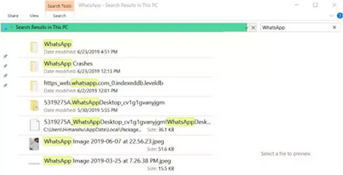 where are whatsapp messages stored on pc