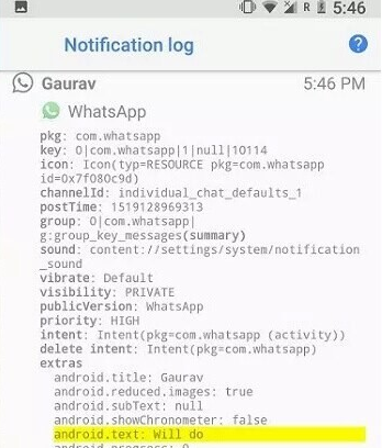see deleted messages on whatsapp via notification log