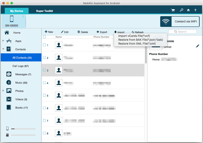 import contacts from mac to android