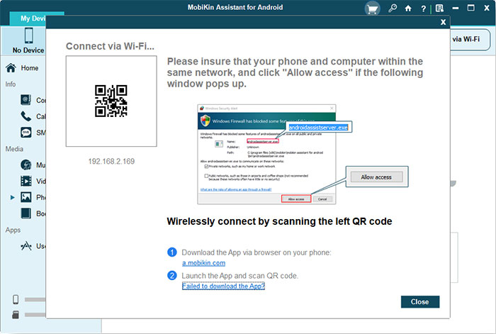 connect android to pc via wifi