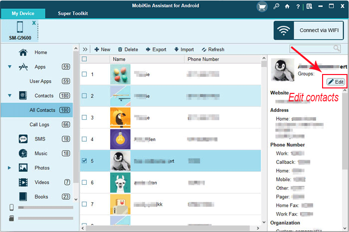 edit samsung contacts on pc with assistant for android