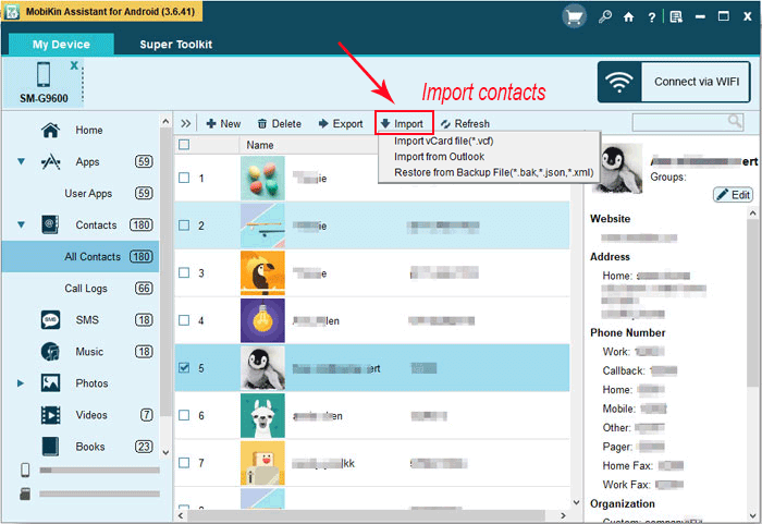import contacts from computer to huawei