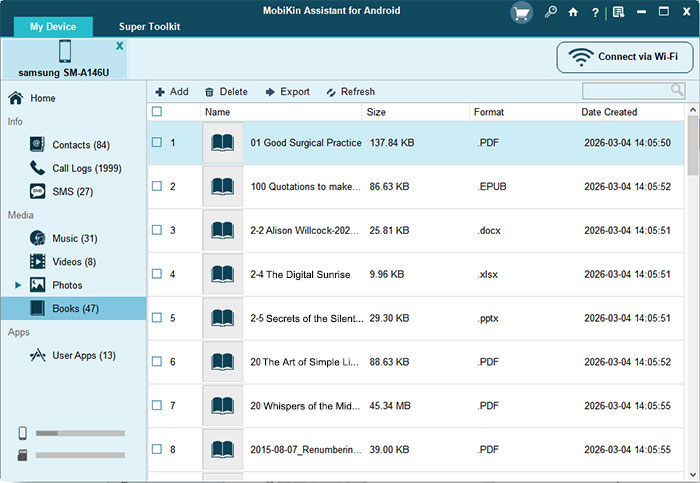 manage android books