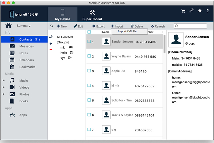 import contacts from pc to iphone