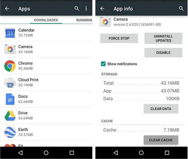 clear cached data to fix software crash on android