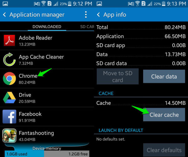 how to delete trash on samsung by clearing cache