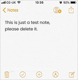 delete a note on iphone