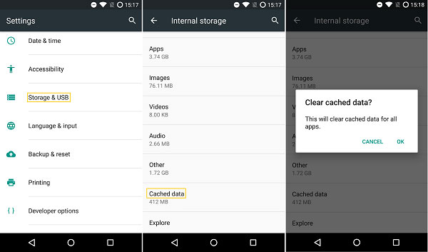 clean cache data